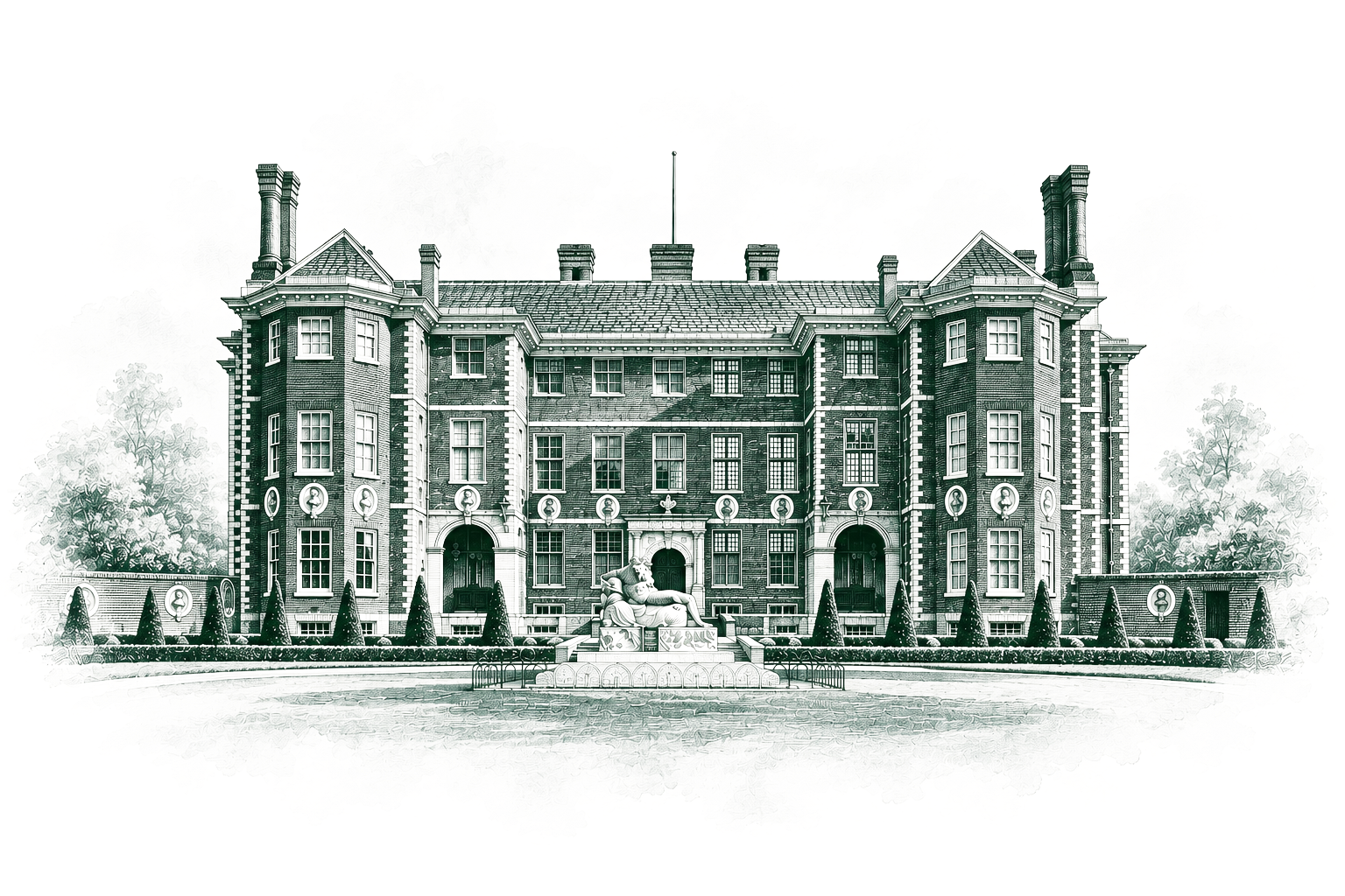 Engraving of a private estate